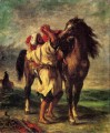 Ferdinand Victor Eugene A Moroccan Saddling A Horse Romantic Eugene Delacroix